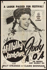 1r449 HILLBILLY JAMBOREE 1sh '60 original zany hillbilly gal Judy Canova w/the Corn Fed Clown!