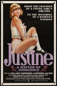 1r502 JUSTINE A MATTER OF INNOCENCE 1sh '80 art of sexy Hillary Summers in title role!