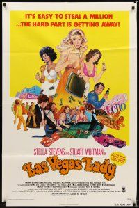 1r521 LAS VEGAS LADY 1sh '75 sexy art of gambling gangster gals, it's easy to steal a million!