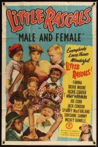 1r570 MAIL & FEMALE 1sh R51 Jackie Cooper, Spanky McFarland, Little Rascals, Male and Female!