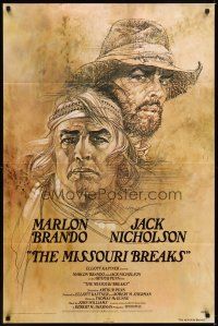 1r608 MISSOURI BREAKS advance 1sh '76 art of Marlon Brando & Jack Nicholson by Bob Peak!