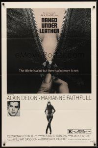1r630 NAKED UNDER LEATHER 1sh '70 Jack Cardiff directed, Alain Delon, sexy Marianne Faithfull!