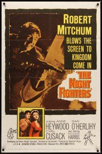 1r648 NIGHT FIGHTERS 1sh '60 Robert Mitchum runs wild with a red-hot machine gun in his hands!