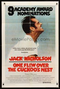 1r666 ONE FLEW OVER THE CUCKOO'S NEST int'l 1sh '75 different image of Jack Nicholson, Milos Forman