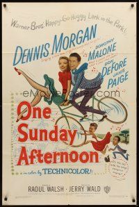 1r671 ONE SUNDAY AFTERNOON 1sh '49 wacky art of Dennis Morgan & Dorothy Malone on bike!