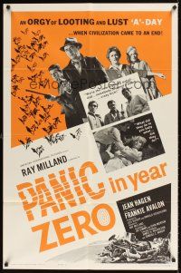 1r685 PANIC IN YEAR ZERO style A 1sh '62 Ray Milland, Hagen, Frankie Avalon, orgy of looting & lust!