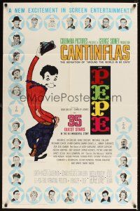1r694 PEPE 1sh '61 cool art of Cantinflas, plus photos of 35 all-star cast members!