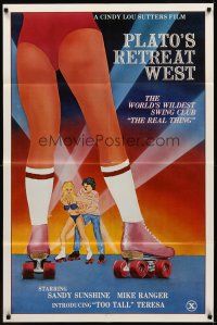 1r706 PLATO'S RETREAT WEST 1sh '83 Mike Ranger, Sandy Sunshine, wild sexy roller-disco artwork!
