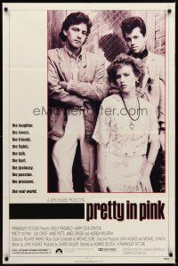 1r716 PRETTY IN PINK 1sh '86 great portrait of Molly Ringwald, Andrew McCarthy & Jon Cryer!