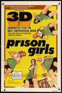 1r718 PRISON GIRLS 1sh '72 3-D, Uschi Digard, the most controversial movie ever!
