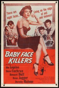 1r720 PRIVATE HELL 36 1sh R58 Baby Face Killers, sexy Ida Lupino, living on the edge!