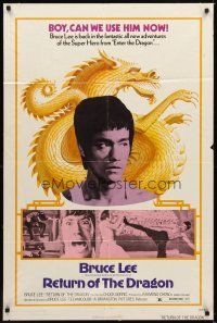 1r742 RETURN OF THE DRAGON 1sh '74 Bruce Lee classic, great image of Lee performing kick!