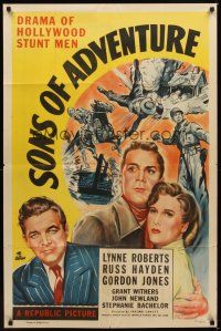1r828 SONS OF ADVENTURE 1sh '48 Lynne Roberts, Russell Hayden, story of Hollywood's stunt-men!