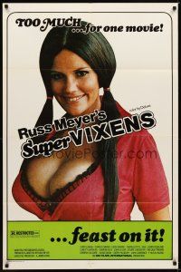 1r858 SUPER VIXENS 1sh '75 Russ Meyer, super sexy Shari Eubank is TOO MUCH for one movie!