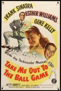 1r873 TAKE ME OUT TO THE BALL GAME 1sh '49 Frank Sinatra, Esther Williams, Gene Kelly, baseball!