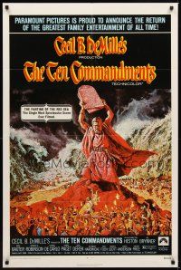 1r883 TEN COMMANDMENTS 1sh R72 directed by Cecil B. DeMille, great art of Charlton Heston!