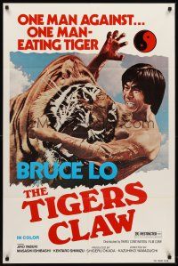 1r897 TIGERS CLAW 1sh '76 Bruce Lo, wild image of man fighting tiger!
