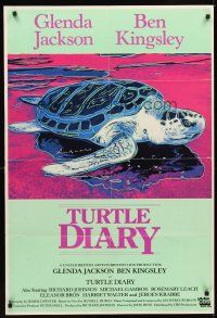 1r919 TURTLE DIARY English 1sh '85 fantastic art of sea turtle on the beach by Andy Warhol!