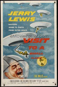 1r939 VISIT TO A SMALL PLANET 1sh '60 wacky alien Jerry Lewis saucers down to Earth from space!