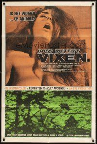 1r940 VIXEN 1sh '68 classic Russ Meyer, sexy naked Erica Gavin, is she woman or animal?