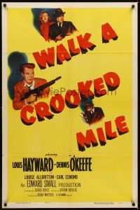 1r945 WALK A CROOKED MILE 1sh R55 Louis Hayward, Dennis O'Keefe, Louise Albritton!