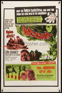 1r977 WITCHCRAFT/HORROR OF IT ALL 1sh '64 Lon Chaney Jr., Pat Boone, horror double-bill!