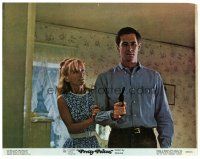 1s742 PRETTY POISON color 11x14 still '68 close up of Anthony Perkins with gun & Tuesday Weld!