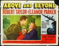 1s215 ABOVE & BEYOND LC #5 '52 Robert Taylor tries to kiss sleeping Eleanor Parker holding boy!