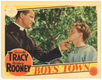 1s303 BOYS TOWN LC '38 Spencer Tracy as Father Flannagan tells Mickey Rooney as Whitey to chin up!