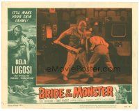 1s308 BRIDE OF THE MONSTER LC #7 '56 Ed Wood, giant Tor Johnson winning fight in laboratory!