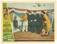 1s313 BUCK PRIVATES COME HOME LC #6 '47 Bud Abbott shows Pendleton, MacBride & others hole in fence!