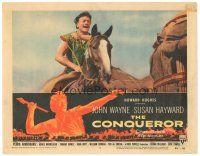 1s371 CONQUEROR LC #5 '56 close up of barbarian John Wayne on horseback!