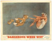 1s387 DANGEROUS WHEN WET LC #5 '53 best image of Esther Williams swimming with Tom & Jerry!!