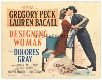 1s037 DESIGNING WOMAN TC '57 full-length image of Gregory Peck kissing sexy Lauren Bacall!