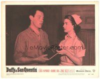 1s418 DUFFY OF SAN QUENTIN LC #4 '54 sexy nurse Joann Dru gives a book to Louis Hayward!