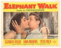 1s425 ELEPHANT WALK LC #4 '54 close up of sexy Elizabeth Taylor & Peter Finch kissing!