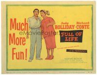 1s060 FULL OF LIFE TC '57 artwork of newlyweds Judy Holliday & Richard Conte, it's terrific!
