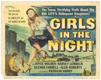 1s064 GIRLS IN THE NIGHT TC '53 great art of barely dressed sexy smoking bad girl Joyce Holden!