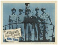 1s524 HELLCATS OF THE NAVY LC #3 '57 Ronald Reagan stands on submarine bridge with four officers!