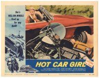 1s543 HOT CAR GIRL LC #5 '58 great image of Jana Lund & dead motorcycle cop after accident!