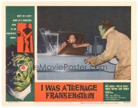 1s554 I WAS A TEENAGE FRANKENSTEIN LC #3 '57 image of monster terrorizing sexy girl & man in car!