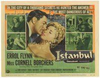 1s081 ISTANBUL TC '57 Errol Flynn & Miss Cornell Borchers in Turkey's city of a thousand secrets!