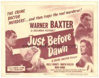 1s085 JUST BEFORE DAWN TC '46 Warner Baxter as The Crime Doctor traps the real murderer!