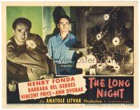 1s611 LONG NIGHT LC #5 '47 film noir, close up Henry Fonda by mirror with bullet holes in it!