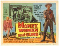 1s651 MONEY, WOMEN & GUNS TC '58 cowboy Jock Mahoney w/ revolver, cool poker gambling art!