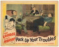 1s713 PACK UP YOUR TROUBLES LC R40s Stan Laurel & Oliver Hardy smoking cigars in man's office!
