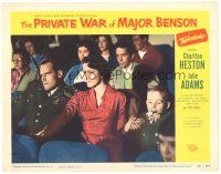 1s746 PRIVATE WAR OF MAJOR BENSON LC #4 '55 Julie Adams between Charlton Heston & Hovey at movie!