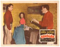 1s759 RAWHIDE LC #2 '51 Tyrone Power & pretty Susan Hayward threatened by Hugh Marlowe with razor!
