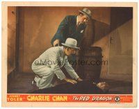 1s762 RED DRAGON LC '45 Sidney Toler as Asian detective Charlie Chan inspects dead body!