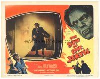 1s841 SON OF DR. JEKYLL LC #5 '51 Louis Hayward as the monster fleeing burning building!